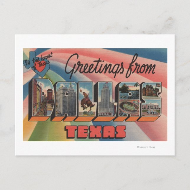 Carte Postale Dallas, TexasScènes de grandes lettresDallas, TX (Devant)