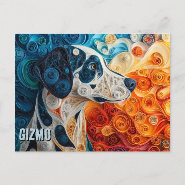 Carte Postale Dalmatie Papier Quilling Portrait de chien d'art (Devant)