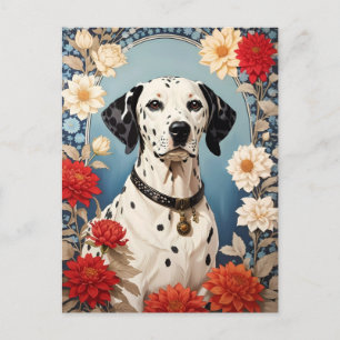 Carte Postale Dalmatien élégant avec des fleurs Dahlia