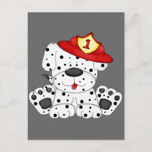 Carte Postale Dalmation et Casquette de chien d'incendie