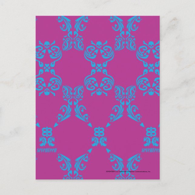 Carte Postale Damask Aqua-Purple (Devant)