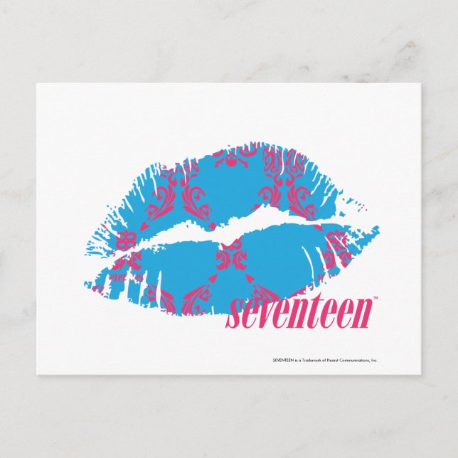 Carte Postale Damask Magenta-Aqua (Devant)