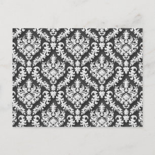 Carte Postale Damask Print in Grey - Magnifique!