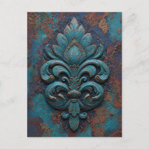 Carte Postale Damassé Fleur-De-Lis en relief