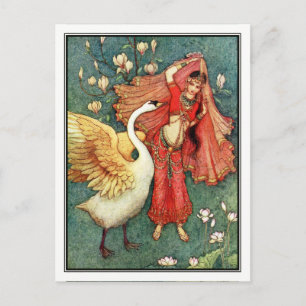 Carte Postale Damayanti et le cygne par Warwick Goble