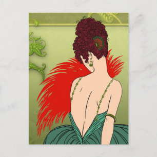 Carte Postale Dame Art déco - BIANCA : Noël passé