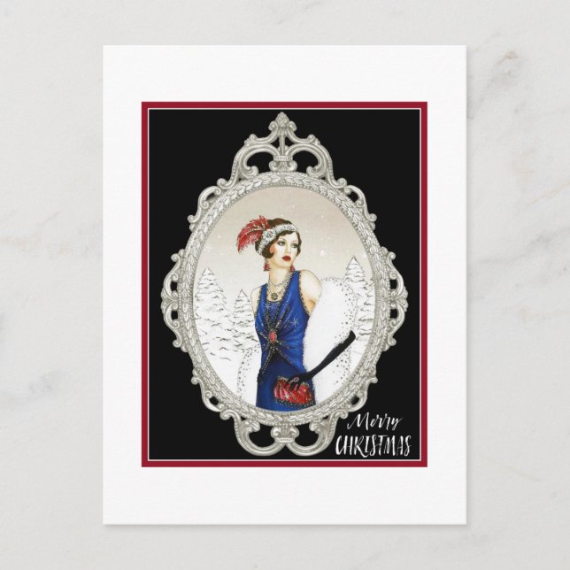 Carte Postale Dame Art déco des années 1920 (Devant)