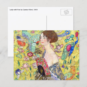 Carte Postale Dame au éventail de Gustav Klimt, Japonisme Vintag