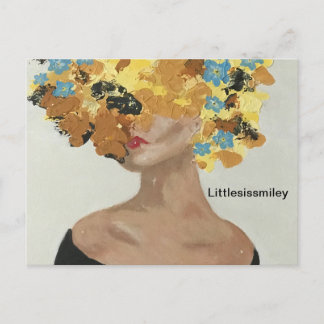 Carte Postale Dame aux fleurs jaunes