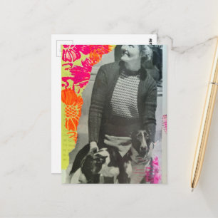 Carte Postale Dame avec deux chiens Collage