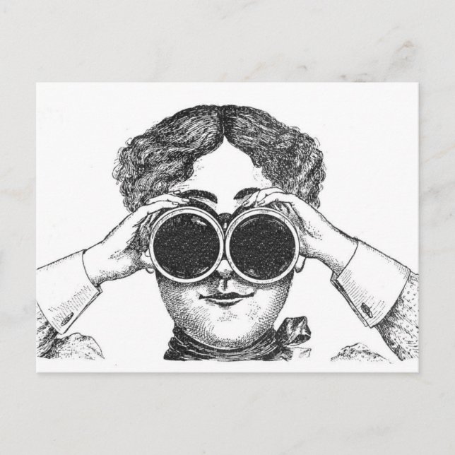 Carte Postale Dame Avec Jumelles (Devant)