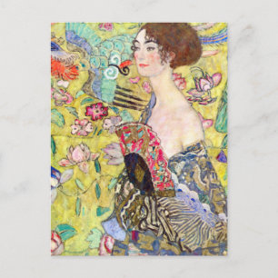 Carte Postale Dame Avec Peinture De Ventilateur