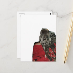 Carte Postale Dame avec un sac à main tête surréaliste collage