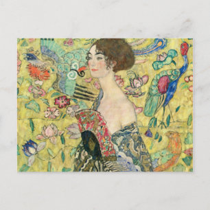 Carte Postale Dame avec ventilateur, Gustav Klimt, 1907, Art nou