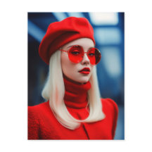 Dame Blonde En Rouge