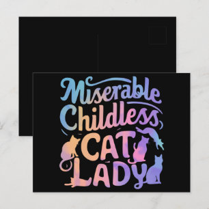Carte Postale Dame Chaton Sans Enfant Misérable
