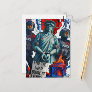 Carte Postale dame de la liberté de protestation glacée arrêtée