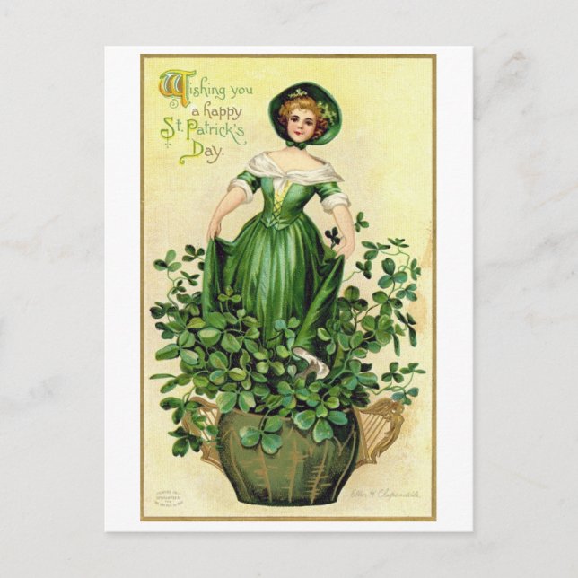 Carte Postale Dame de la Saint Patrick, Vintage (Devant)