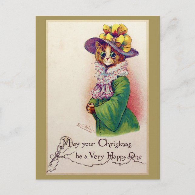Carte Postale Dame de Noël, Louis Wain (Devant)