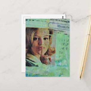 Carte Postale Dame dit collage Mixed Media calme