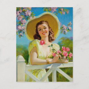 Carte Postale Dame En Jaune