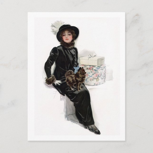 Carte Postale Dame en noir (Devant)