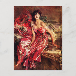 Carte postale Dame en rouge