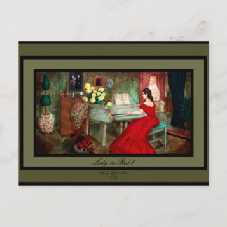 Carte Postale Dame en rouge 1