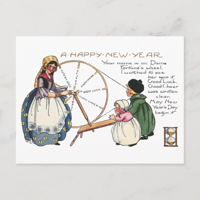 Carte Postale Dame Fortune et sa roue tournante (Devant)