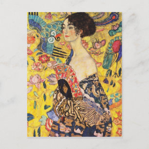 Carte Postale Dame Gustav Klimt Avec Ventilateur