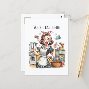 Carte Postale dame rétro vintage ajouter du texte