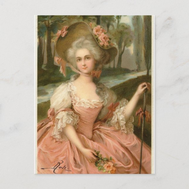 Carte Postale Dame Rose victorienne (Devant)