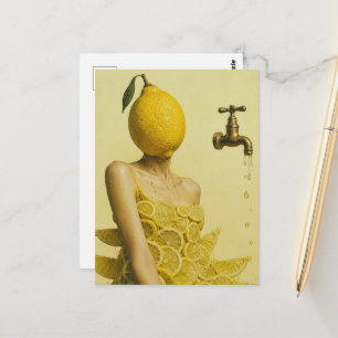 Carte Postale Dame Surréaliste au Citron