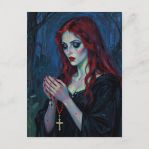 Carte Postale Dame Vampire Avec Rosaire