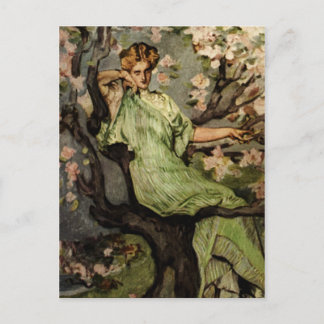 Carte Postale Dame verte du printemps - Vintage Sylph Gibson Gir