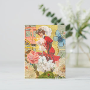 Carte Postale Dame victorienne femme élégante riche illustration