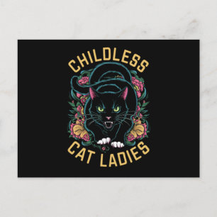Carte Postale Dames Chats sans Enfants 2024 Féministe