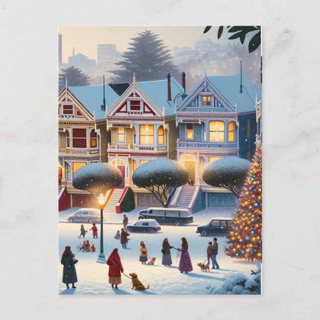 Carte Postale Dames peintes Magie de Noël San Francisco (Devant)