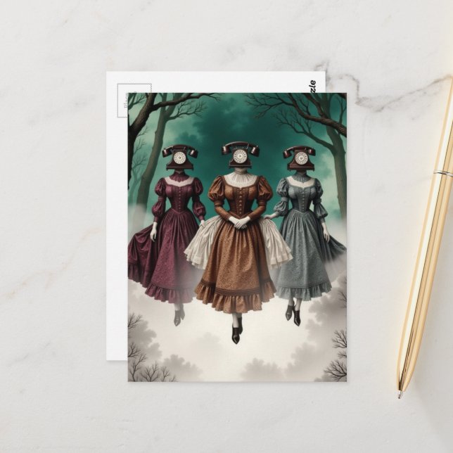 Carte Postale Dames Téléphone (Devant/Arrière en situation)