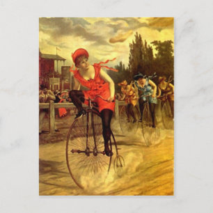 CARTE POSTALE DAMES VINTAGE VÉLO RACING BICYCLE RACE