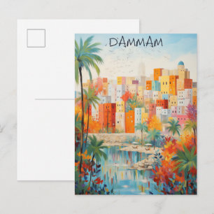 Carte Postale Dammam Arabie Saoudite Voyage Ville Peinture Esthé