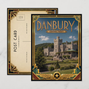 Carte Postale Danbury Connecticut Art Déco vintage de l'âge d'or