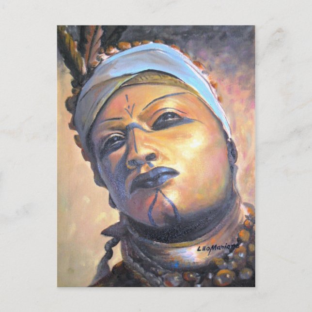 Carte Postale Dançarino africano - par l'artiste LEOMARIANO (Devant)
