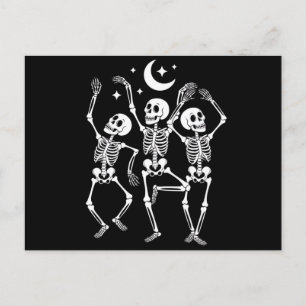 Carte Postale Dancing Skeleton Joyeux Halloween Skull d'automne