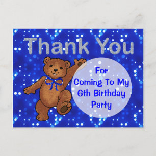 Carte Postale Dancing Teddy Bear 6e anniversaire Merci de fête