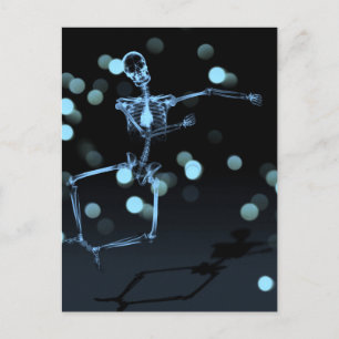 Carte Postale Dancing X-Ray Skeleton - Bleu
