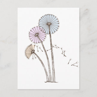 Carte Postale Dandelion Horloges soufflant dans la brise