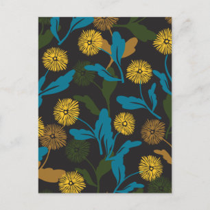 Carte Postale Dandelion motif floral noir ver