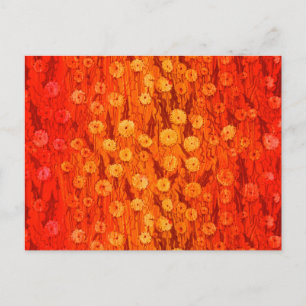 Carte Postale Dandelions Field Fleurs été Rouge Orange Ombre