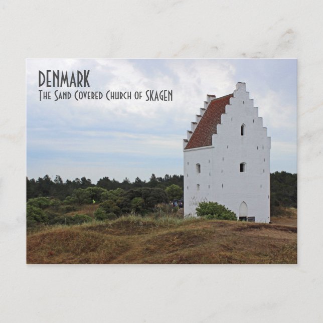 Carte Postale Danemark, église recouverte de sable de Skagen Car (Devant)